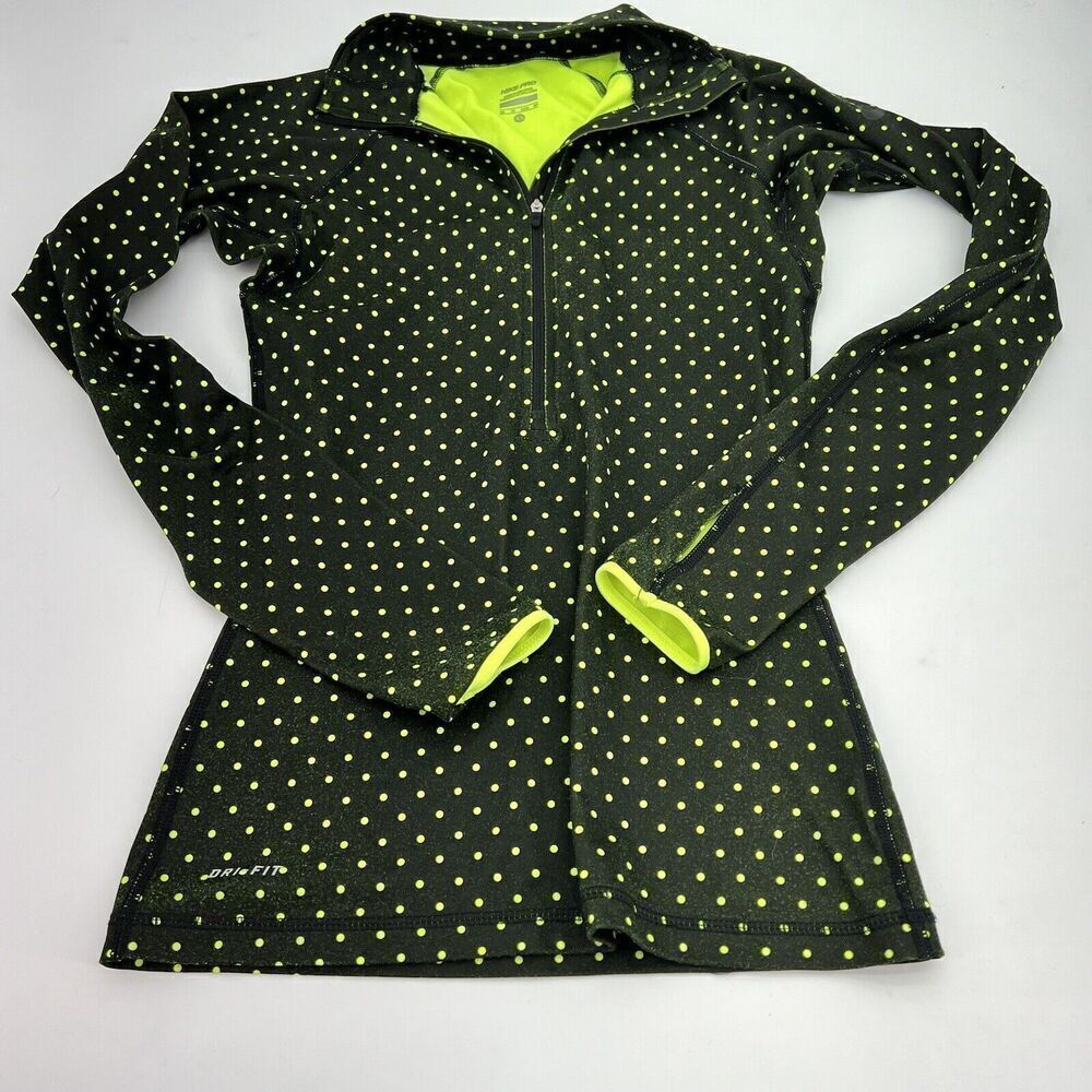 Nike Pro Dri-Fit Women’s XSmall Long Sleeve Quarter Zip Pullover-Polka-Dot